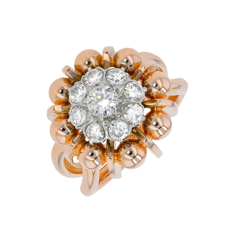 Bague vintage diamants 0.78 carat or rose et platine 15.56g Comme neuf -  reconditionné disponible sur Gemme Les Bijoux